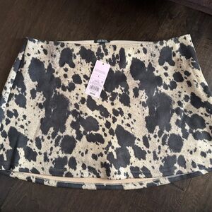 Wild Fable Black and Cream Cow Print Faux Suede Mini Skirt